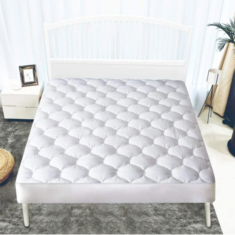 California King Mattress Pad Cover -Breathable Soft Fluffy w/ Waterproof Bottom
